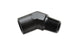 Vibrant 3/8-inch NPT female to male 45-degree pipe adapter fitting showing threaded ends and angled design.