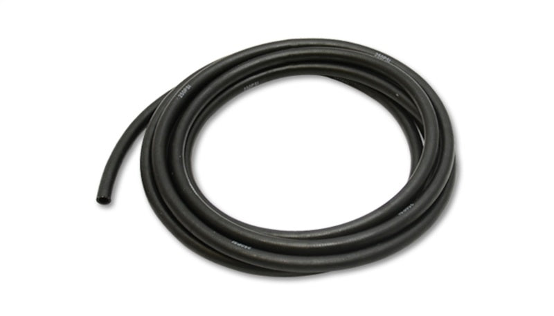 Vibrant -4AN flexible hose, 0.25-inch ID, 10-foot roll, suitable for push-on style fittings, black rubber material.