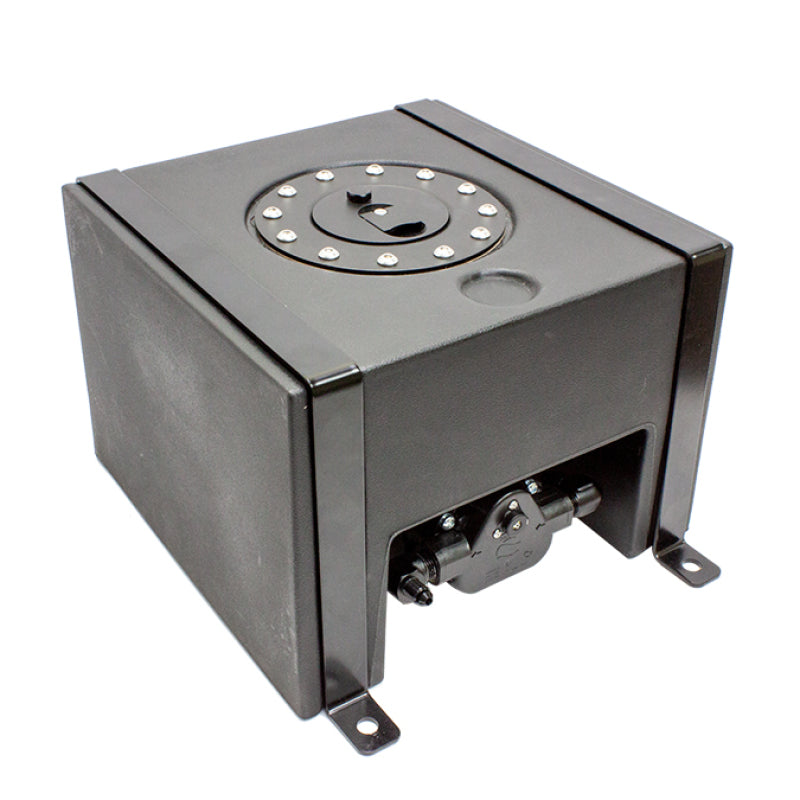 Snow Performance 2.0 gallon reservoir tank with built-in pump mount, automotive cooling or fluid storage component.