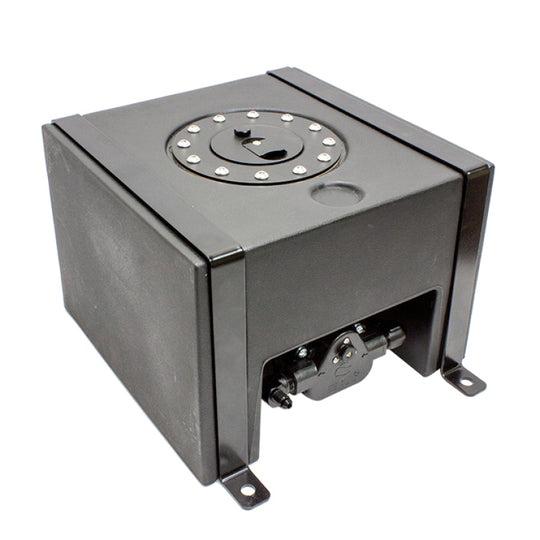 Snow Performance 2.0 gallon reservoir tank with built-in pump mount, automotive cooling or fluid storage component.