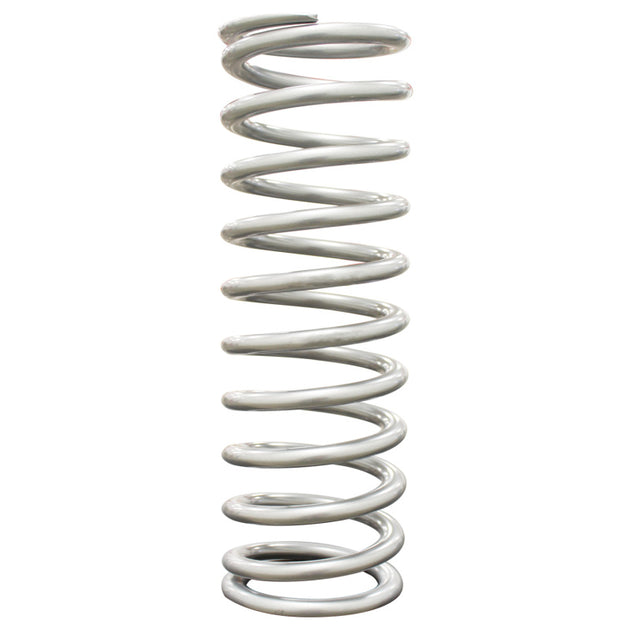 QA1 2-1/2 inch ID high travel coilover spring, 14-inch length, silver powder-coated, rated 250 lbs/in for suspension use