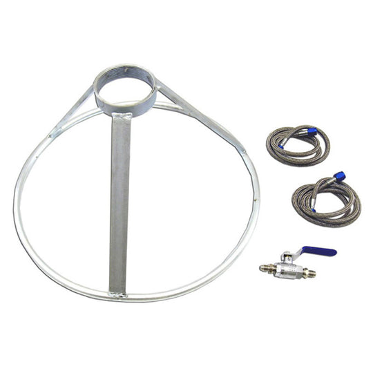 Nitrous Express bottle transfer hoses with stand and control valve for safe, efficient nitrous oxide transfer.