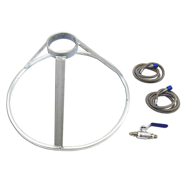 Nitrous Express bottle transfer hoses with stand and control valve for safe, efficient nitrous oxide transfer.