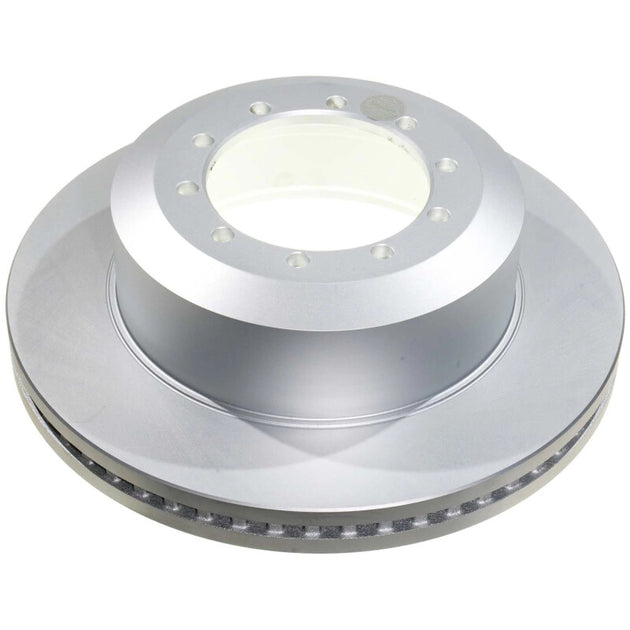 PowerStop rear Evolution coated brake rotor for Ford F-450 Super Duty 2023-2024, OE cryo-treated brake rotor with detailed surface.