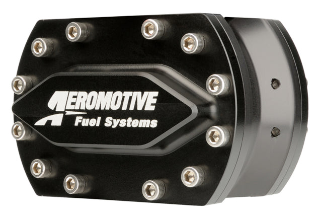 Aeromotive Spur Gear Fuel Pump with 3/8 inch hex, 1.20 gear ratio, and 25 GPM flow rate, designed for fuel systems.