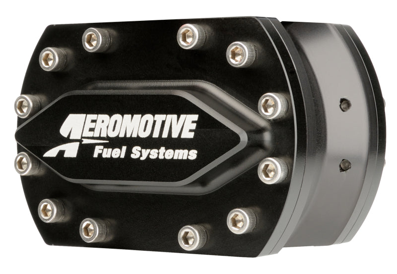 Aeromotive Spur Gear Fuel Pump with 3/8 inch hex, 1.20 gear ratio, and 25 GPM flow rate, designed for fuel systems.