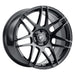 Forgestar F14 19x10 cast wheel in gloss black with 5x120.65 bolt pattern and ET30 offset, shown from a side angle.