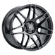 Forgestar F14 18x10 gloss black cast wheel with 5x120.65 bolt pattern, ET30 offset, and 6.7-inch backspacing.