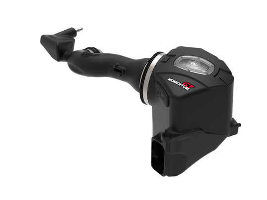 aFe Momentum GT Pro DRY S cold air intake system for 2019-2021 GM SUV 5.3L V8 engine, showing the intake tube and filter.