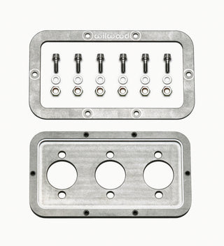 Wilwood brake master cylinder mounting kit with firewall adapter showing hardware and mounting bracket for vehicle brake system.