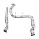 Stainless Works high-flow catalytic downpipe for 2017 Ford F-150 Raptor 3.5L with factory connection, showcasing the durable metal construction.