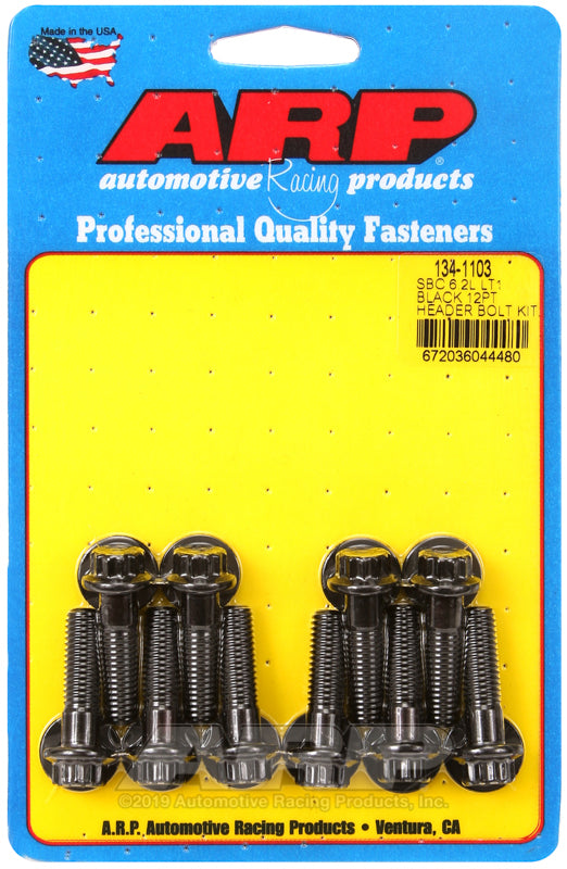 ARP SBC 6.2L LT1 header bolt kit with 12-point hardware for engine header installation, durable automotive replacement bolts