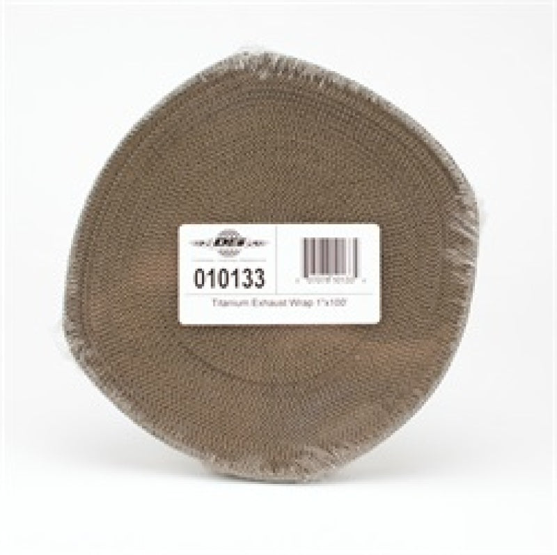 DEI Titanium Exhaust Wrap 1in x 100ft, heat-resistant fiberglass wrap for automotive exhaust systems, shown in the image.