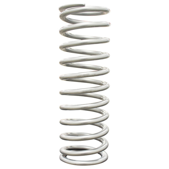 QA1 2-1/2 inch ID high travel coilover spring, 14 inches long, silver powder coated, rated 110 lbs/in for suspension use