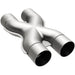 MagnaFlow Smooth Trans X 3/3 X 14 stainless steel X pipe for automotive exhaust systems with polished finish.
