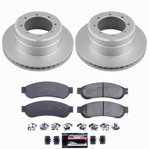 PowerStop Ford F-350 Super Duty rear Z23 coated brake kit with rotors and calipers for enhanced braking performance.