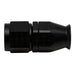 DeatschWerks 8AN female swivel straight hose end fitting with PTFE liner and olive insert, anodized matte black finish.