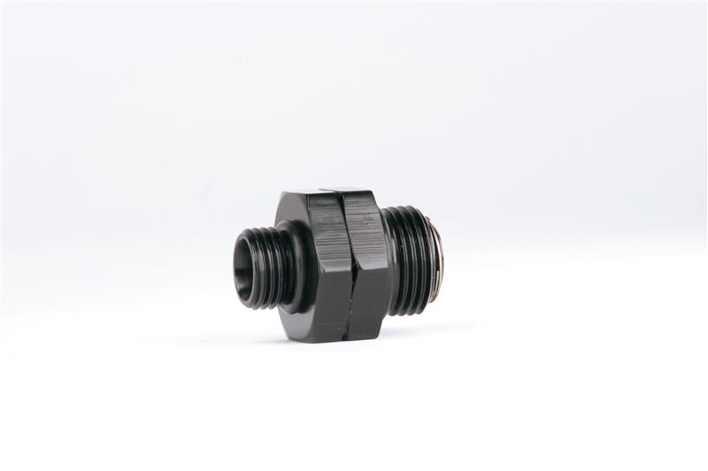 Aeromotive swivel fitting with ORB-08 and ORB-06 connections, showcasing durable metal construction and precise threading.