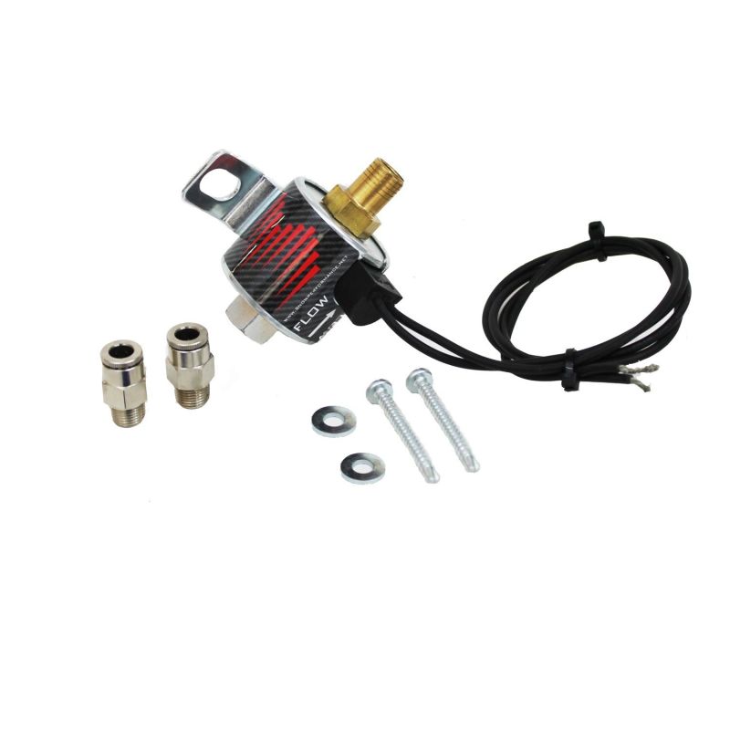 Snow Performance solenoid upgrade showing a high-quality automotive solenoid for fueling systems in a clear, detailed close-up image.