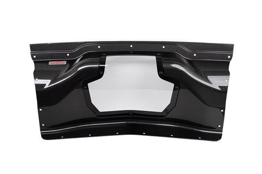 Corsa 2020+ Chevrolet Corvette C8/Z06 carbon fiber air intake trunk panel with polycarbonate, automotive carbon accessories for Corvette.