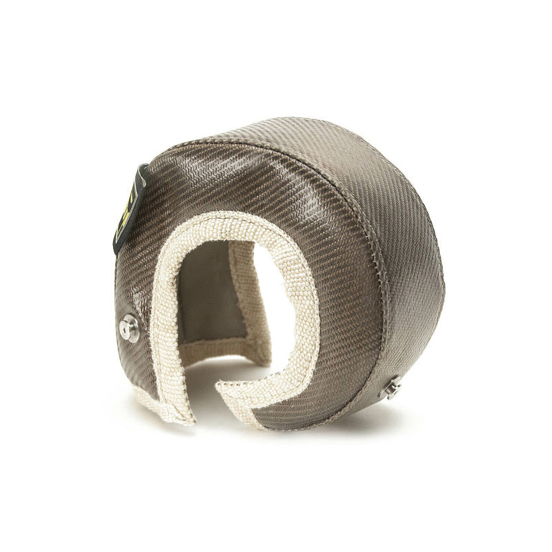 DEI Gen-3 Turbo Shield T4 in titanium, a high-performance turbo blanket shield designed for T4 turbochargers, shown in the image.
