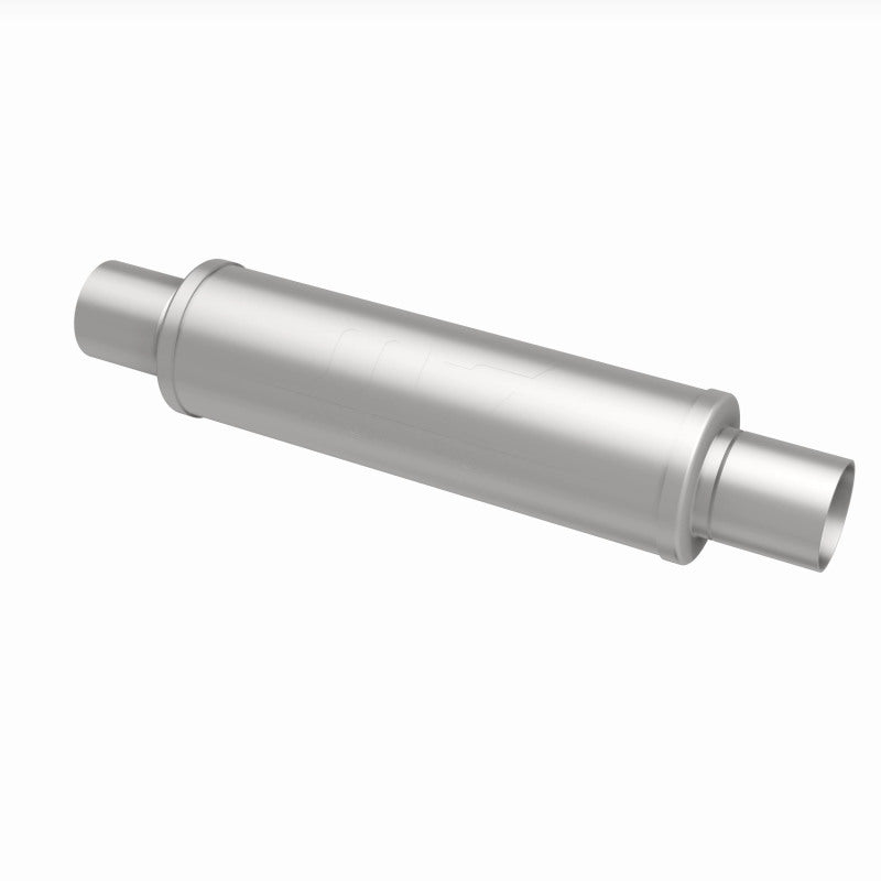 MagnaFlow MagnaFlow Mag SS muffler with 14x4x4 inch size and 2.5x2.5 inch inlet and outlet pipes, stainless steel construction.
