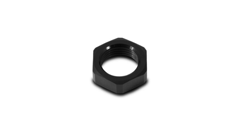 Vibrant aluminum -8AN bulkhead nut fitting for high-performance automotive and fluid systems, corrosion-resistant and durable.