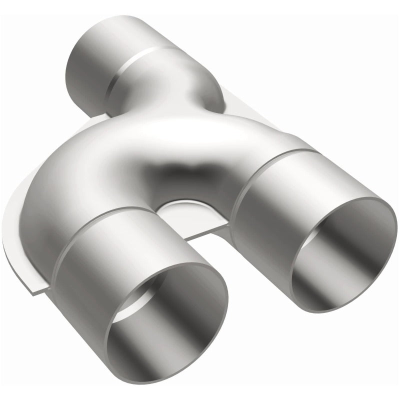 MagnaFlow Smooth Trans Y 2.50-inch stainless steel Y pipe with 90-degree bend for exhaust systems, shown in the image.