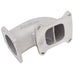 Edelbrock low profile intake elbow with 90mm throttle body to square-bore flange, in as-cast finish, for automotive performance engines.
