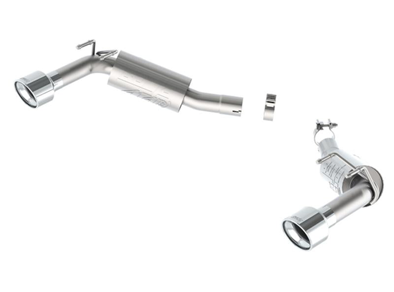 Borla 14-15 Camaro SS 6.2L V8 RWD catback ATAK exhaust rear section with single split rear exit, matte black finish.