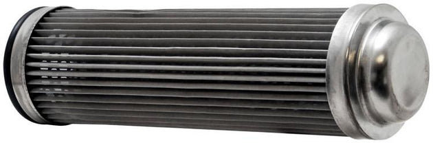 K&N 1.688-inch OD x 5.625-inch fuel and oil inline filter with 100-micron screen for automotive filtration.