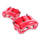 Pair of PowerStop red front brake calipers for Chevrolet Corvette 2006-2013, performance brake calipers with a bold red finish.