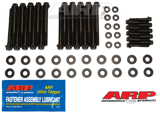 ARP 2004 and later small block Chevy GEN III LS head bolt kit with metal head studs and bolts for engine assembly.
