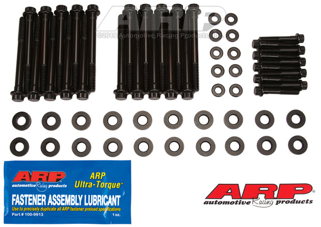ARP 2004 and later small block Chevy GEN III LS head bolt kit with metal head studs and bolts for engine assembly.