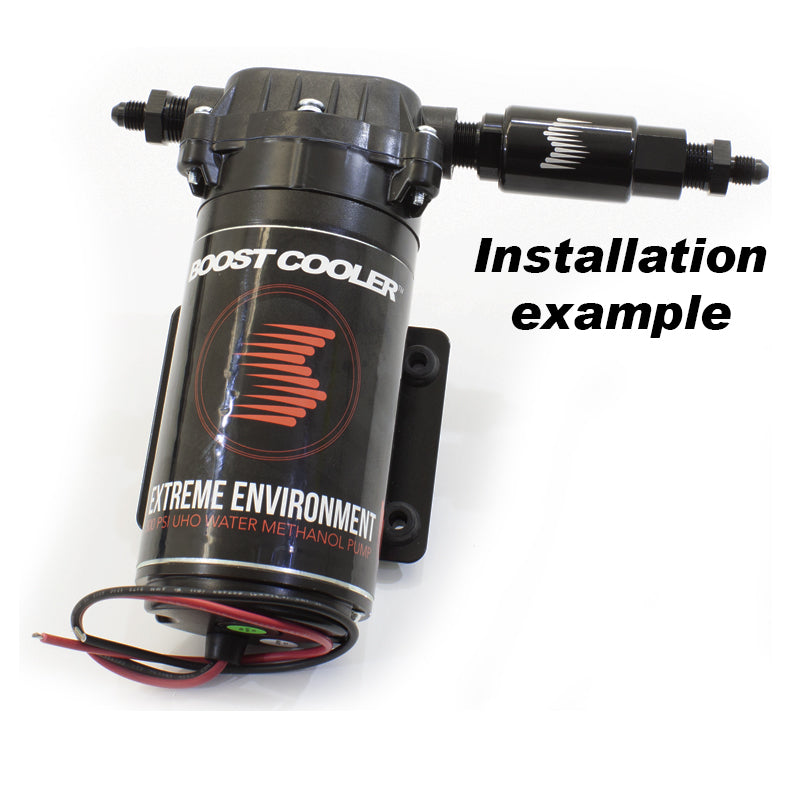 Snow Performance Billet 100 Micron Water Filter for water methanol systems with braided lines, part number SNO-803-BRD.