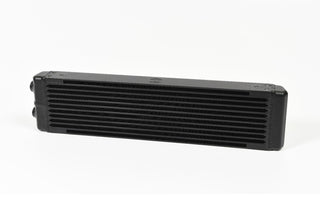 CSF Universal Dual-Pass Oil Cooler with RS Style design, M22 x 1.5 fittings, 24-inch length, black finish.