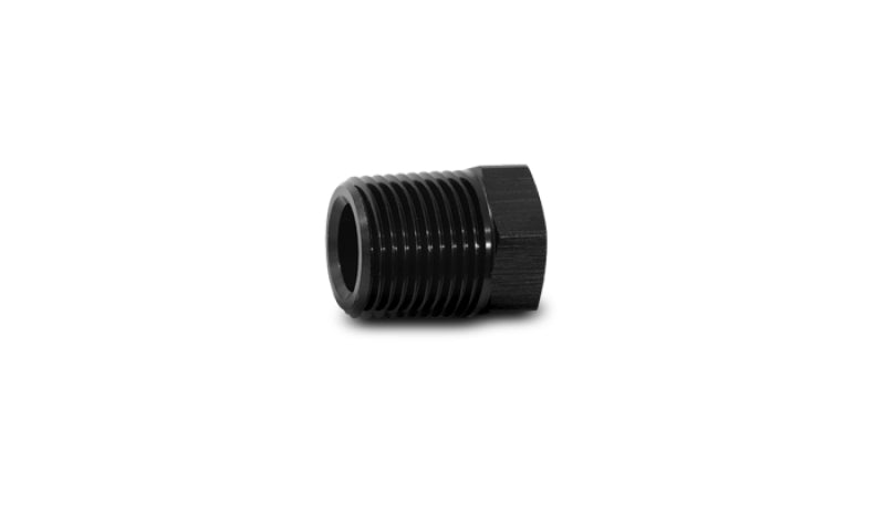 Vibrant 3/8 inch NPT hex head pipe plug in metal fitting, showing the threaded hex design for sealing pipes.