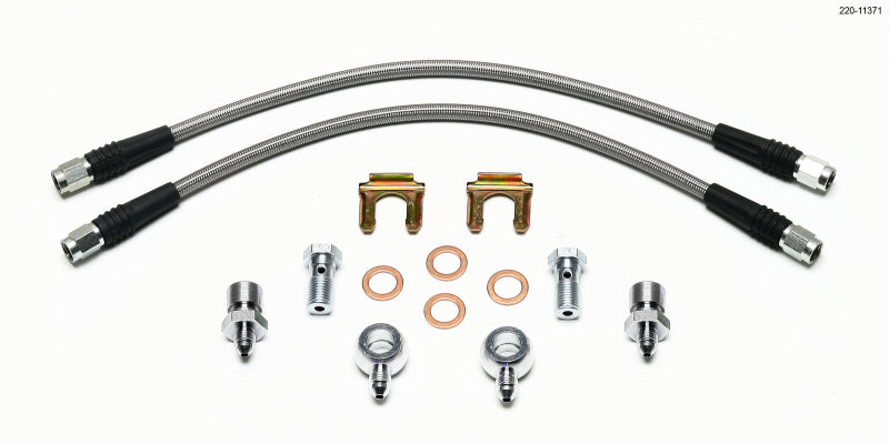 Wilwood Flexline Kit for D52 calipers with 14-inch brake lines and banjo fittings, 7/16-20 thread size, automotive brake line kit