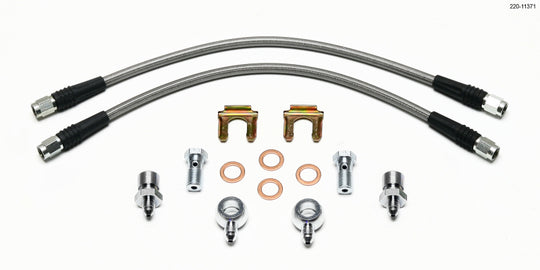 Wilwood Flexline Kit for D52 calipers with 14-inch brake lines and banjo fittings, 7/16-20 thread size, automotive brake line kit