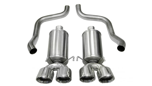 Polished CORSA Performance Corsa 2009-2013 Chevrolet Corvette C6 6.2L V8 axle-back exhaust system on the vehicle.