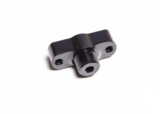 Radium Engineering fuel pressure regulator body for automotive fuel systems, showing metal construction and adjustment knob.