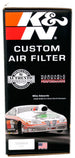 K&N Engineering 14-inch drop-in air filter with inner wire for vehicle filtration, featuring a durable cotton media and metal frame.