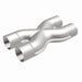 MagnaFlow Smooth Trans X 2.5-inch stainless steel X pipe for automotive exhaust systems, showing the polished metal and pipe design.