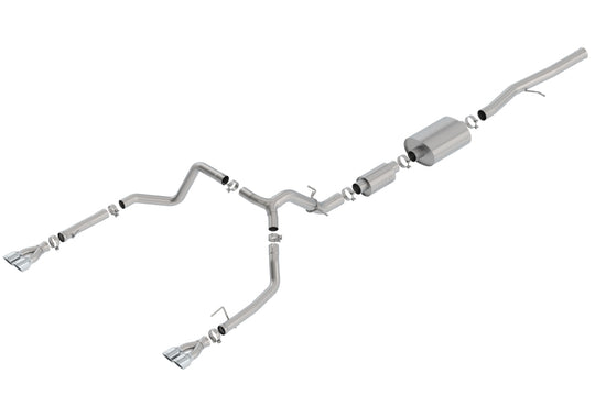 Borla catback exhaust system with square chrome tips for 2019 Chevrolet Silverado and GMC Sierra 1500 6.2L SS.