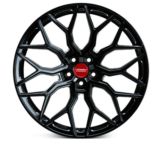 Vossen HF-2 19-inch gloss black forged wheel with 5x120 bolt pattern, 8.5-inch width, ET30 offset, flat face design