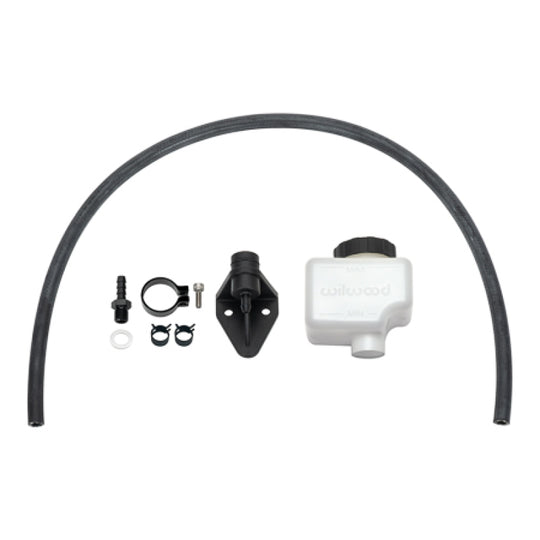 Wilwood brake master cylinder remote reservoir kit with 7oz capacity and fittings for automotive braking systems.