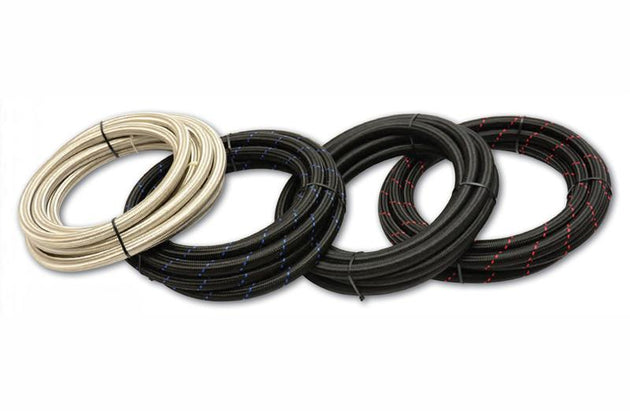 Vibrant 16 AN SS braided flex hose, 20-foot roll, durable stainless steel braided automotive or industrial fluid hose.