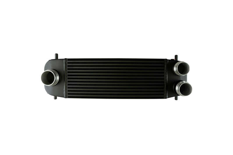 Black Turbosmart intercooler for Ford Ranger Raptor V6 Ecoboost, showcasing the sleek core and mounting brackets.