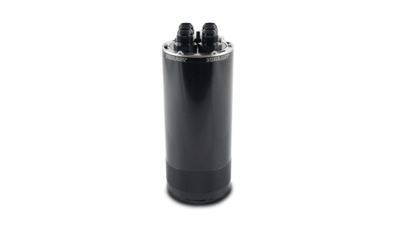 Vibrant large 2.0L 4-port oil catch can assembly with multiple inlet and outlet ports, designed for automotive engine ventilation.