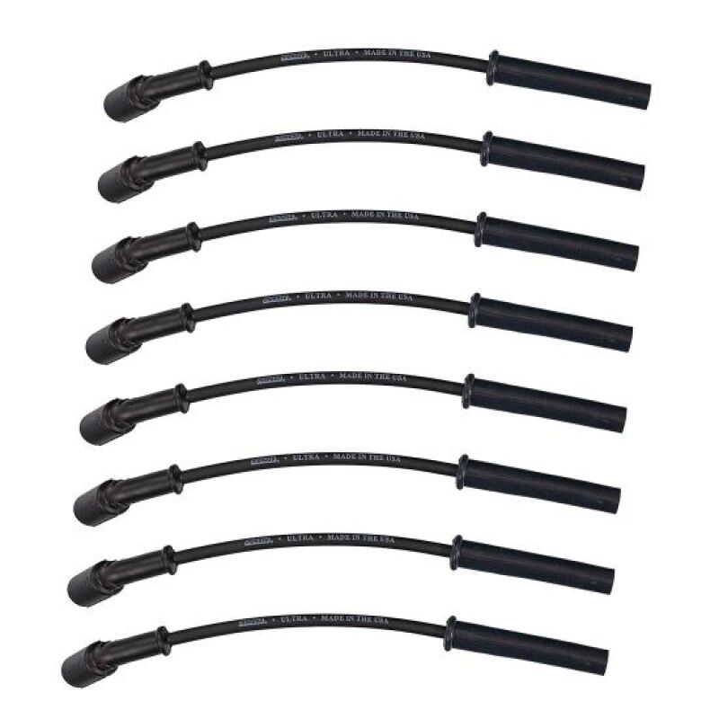 Moroso Ultra350 8mm multi-angle black spark plug wire set for GM LS/LQ 4.8 to 6.2L engines, automotive ignition components.